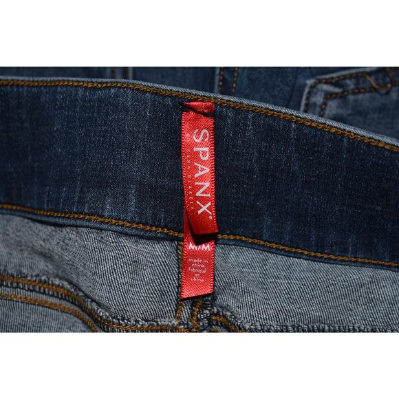 SPANX $128 Distressed Stretch Denim Skinny Jeans Jeggings Released Hem‎ Medium - Picture 3 of 3